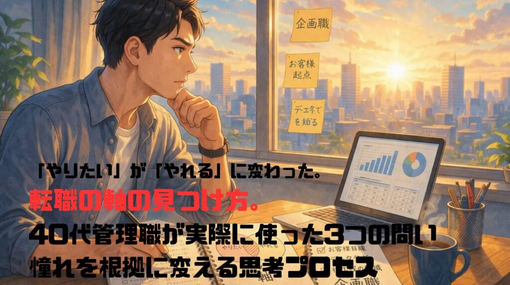 「やりたい」が「やれる」に変わった。転職の軸の見つけ方。40代管理職が実際に使った3つの問い——憧れを根拠に変える思考プロセス