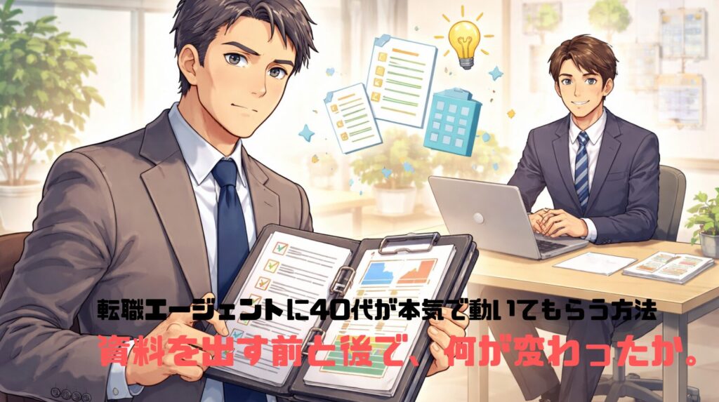 転職エージェントに40代が本気で動いてもらう方法——資料を出す前と後で、何が変わったか。