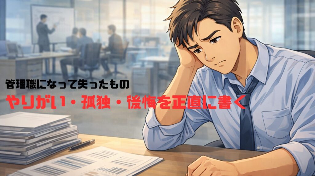 管理職になって失ったもの——やりがい・孤独・後悔を正直に書く