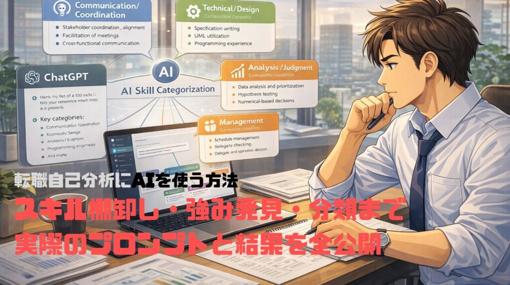 転職自己分析にAIを使う方法——スキル棚卸し・強み発見・分類まで実際のプロンプトと結果を全公開