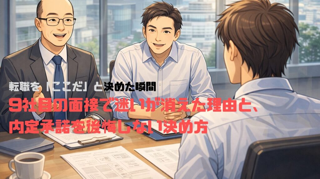 転職を「ここだ」と決めた瞬間——9社目の面接で迷いが消えた理由と、内定承諾を後悔しない決め方