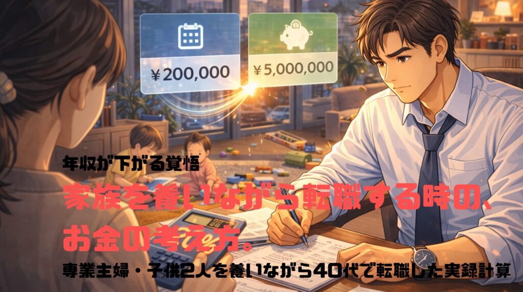 年収が下がる覚悟——家族を養いながら転職する時の、お金の考え方。専業主婦・子供2人を養いながら40代で転職した実録計算