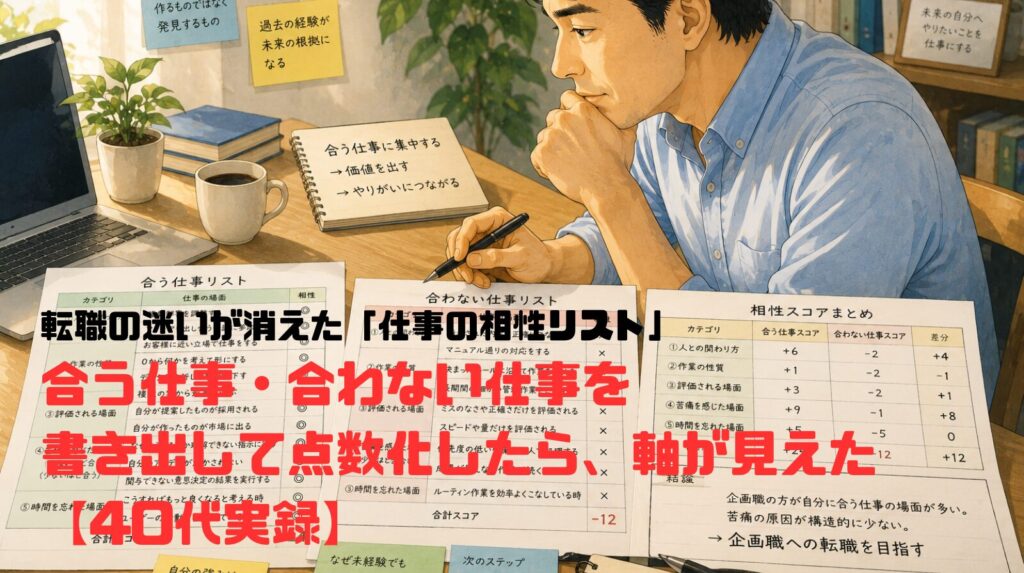 転職の迷いが消えた「仕事の相性リスト」——合う仕事・合わない仕事を書き出して点数化したら、軸が見えた【40代実録】