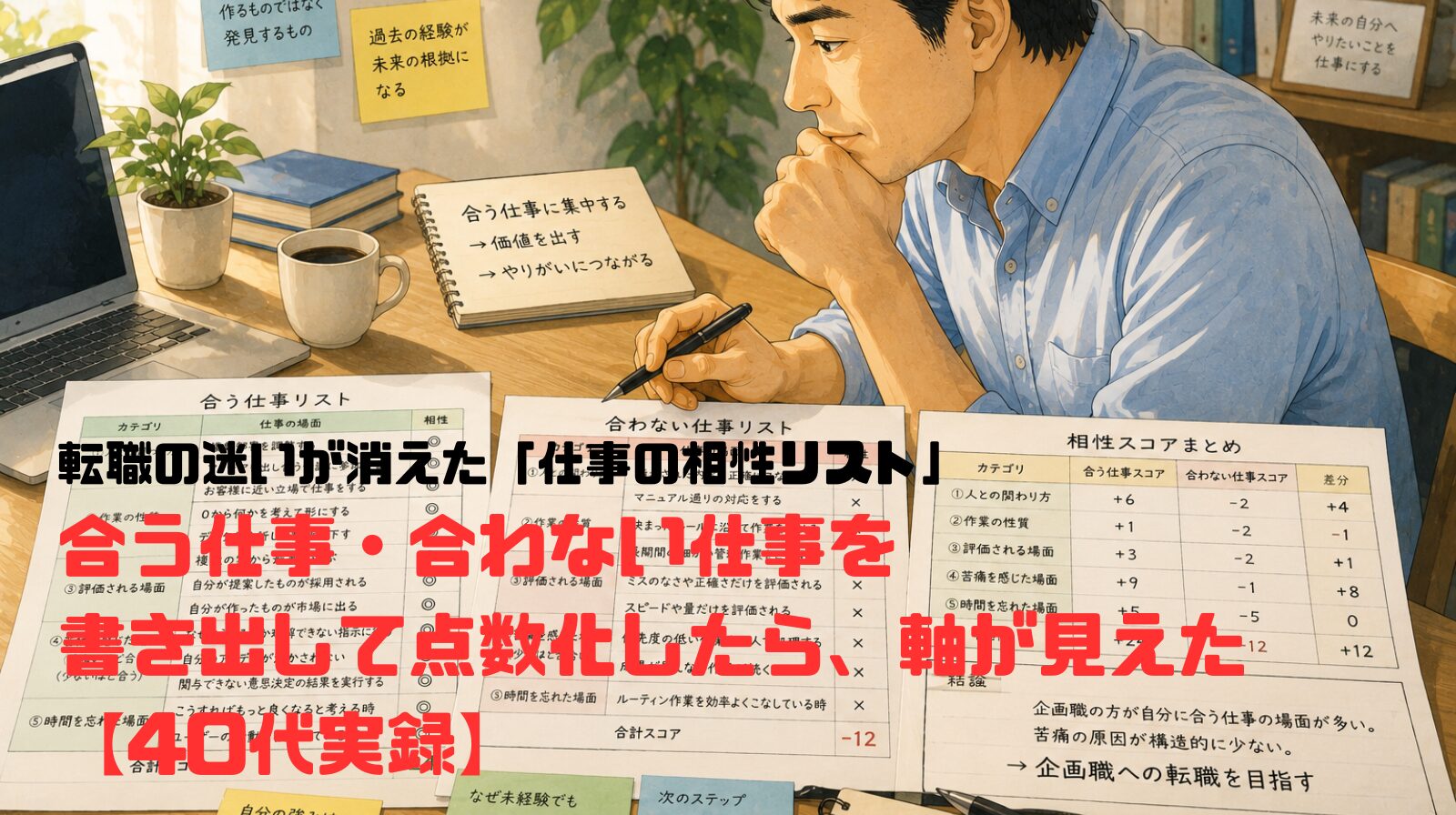 転職の迷いが消えた「仕事の相性リスト」——合う仕事・合わない仕事を書き出して点数化したら、軸が見えた【40代実録】