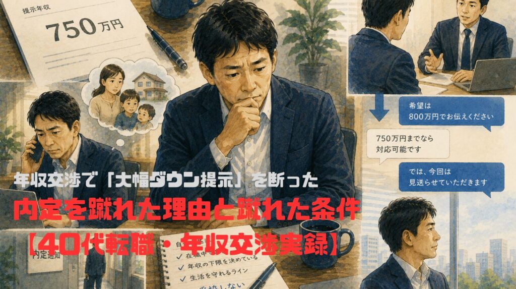 年収交渉で「大幅ダウン提示」を断った——内定を蹴れた理由と蹴れた条件【40代転職・年収交渉実録】