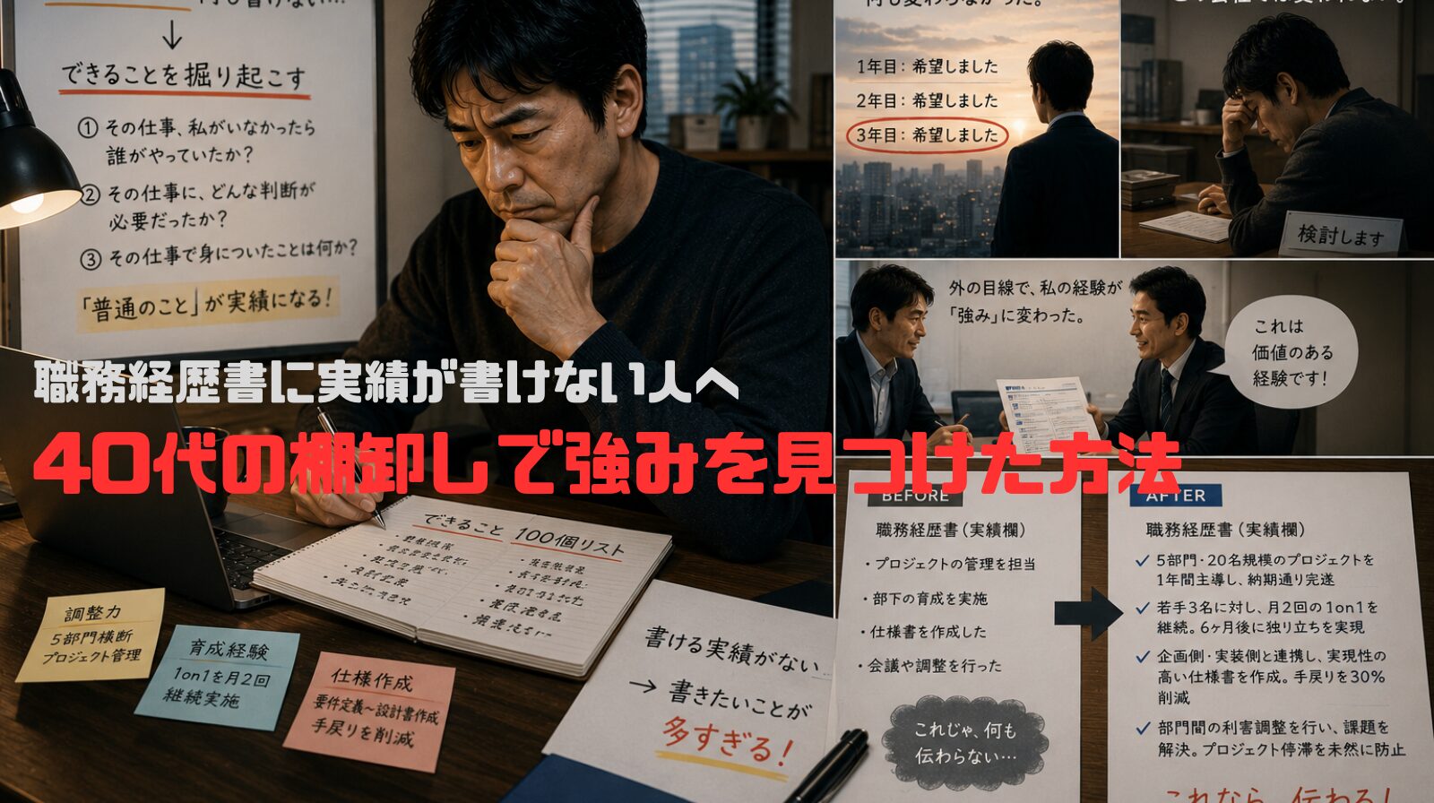 職務経歴書に実績が書けない人へ|40代の棚卸しで強みを見つけた方法
