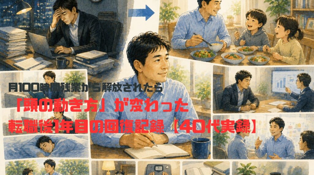 月100時間残業から解放されたら「頭の動き方」が変わった——転職後1年目の回復記録【40代実録】