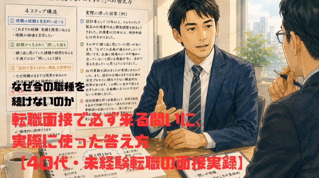 「なぜ今の職種を続けないのか」——転職面接で必ず来る問いに、実際に使った答え方【40代・未経験転職の面接実録】