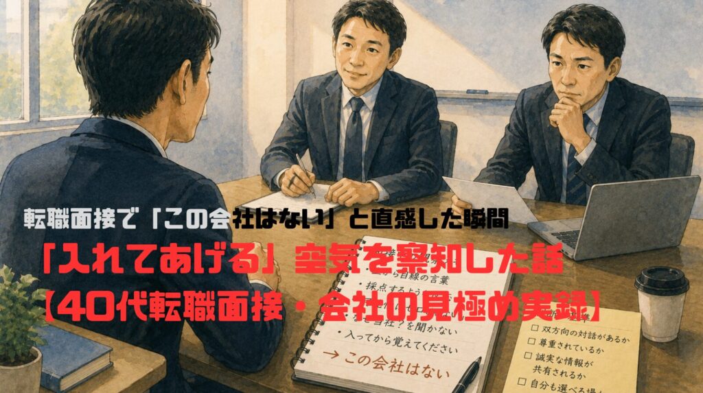 転職面接で「この会社はない」と直感した瞬間——「入れてあげる」空気を察知した話【40代転職面接・会社の見極め実録】