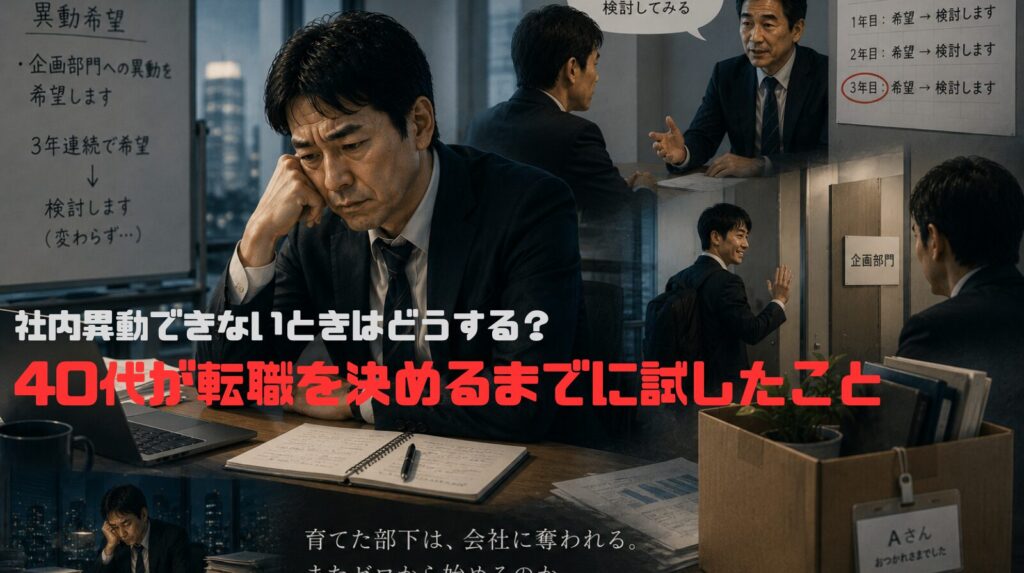 社内異動できないときはどうする？｜40代が転職を決めるまでに試したこと